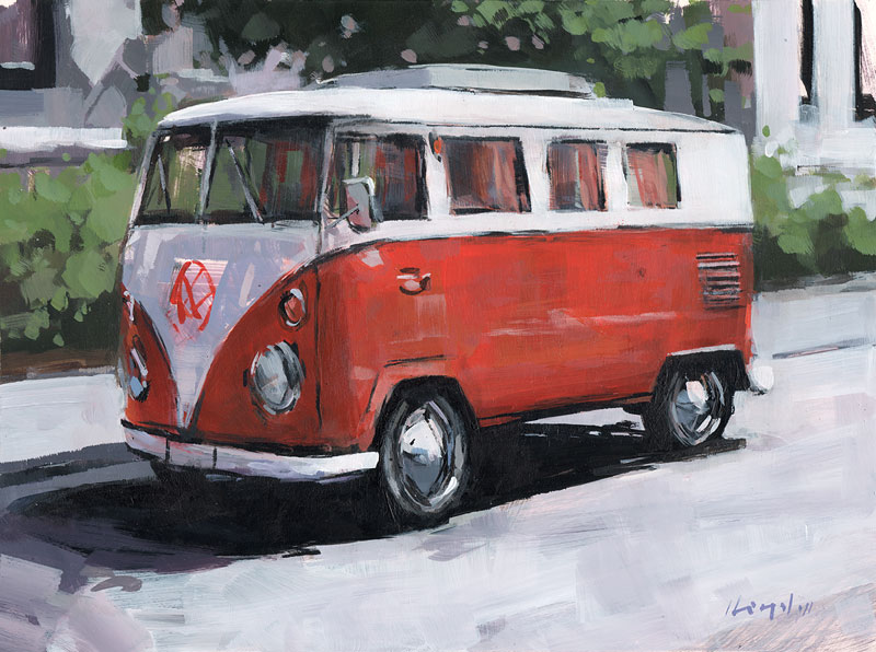 Orange VW Bus 9x12 Acrylic on Panel SOLD Email ThisBlogThis