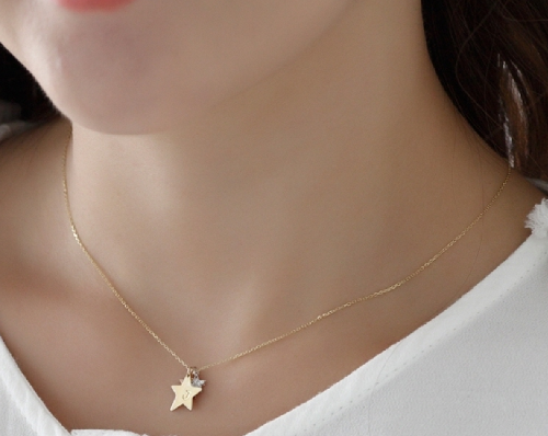 Sparkling Three-Colored Star Necklace