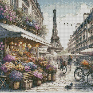 paris street Free Cross Stitch Pattern