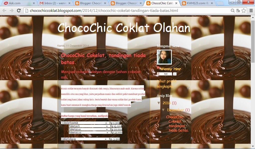 Teknokreatipreneur.com: Blog Bisnis Cokelat ChocoChic