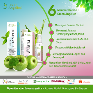 paket perawatan rambut rontok combo 3 green angelica