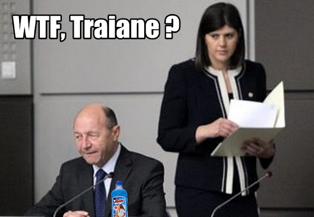 Basescu cu sticla de Mona pe masa