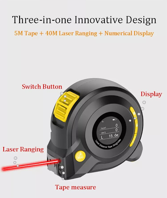 HC40 40M+5M Hand-held Backlit Display Laser Range Finder with High Precision Measuring Instrument Laser Tape Measure with Voice Broadcast and Circular Arc Measurement Function Laser Distance Meter