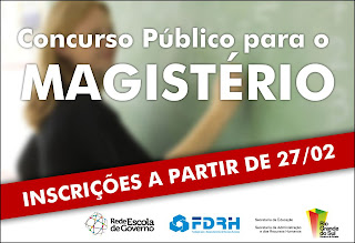 Estão aberta as inscrições para o concurso público do Magistério no Rio Grande do Sul.