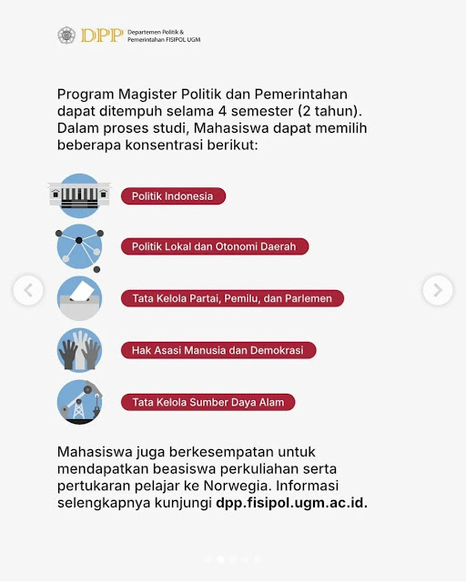 Beasiswa Progran Magister Politik dan Pemerintahan UGM