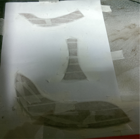 Textile is held in the correct position using masking tape