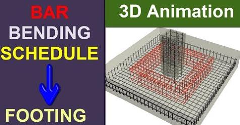 Bar Bending Schedule of Footing with 3D Animation