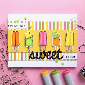 Sunny Studio Stamps: Summer Sweets Sweet Word Die Birthday Card by Lynn Put