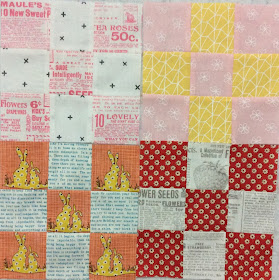 photo of four scrappy nine patch blocks