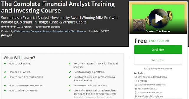 [100% Off] The Complete Financial Analyst Training and Investing Course| Worth 200$