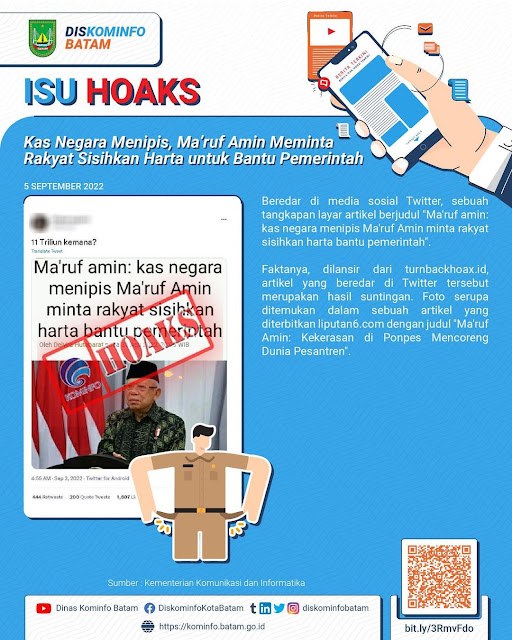 Isu Hoaks Kas Negara Menipis Maruf Amin Meminta Rakyat Sisihkan Harta untuk Bantu Pemerintah