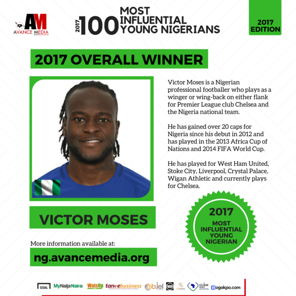 Victor Moses Chose As The Best Young Nigerian Avance Media | See Complete List