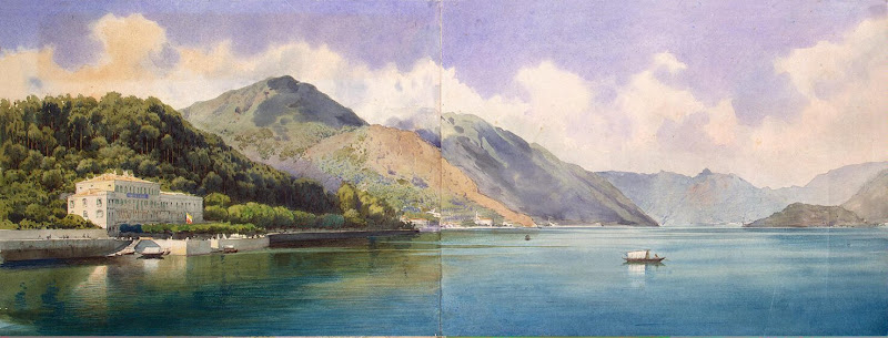 View of Lake of Geneva by Luigi Premazzi - Landscape Drawings from Hermitage Museum