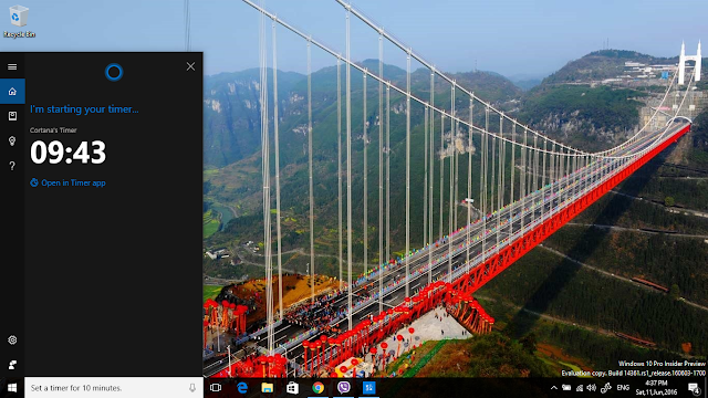 Thiết lập một bộ đếm thời gian với Cortana trên Windows 10 Insider Preview