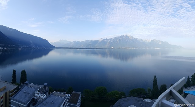 View of Lake Geneva from our apartment in Montreux.