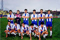 U. E. FIGUERAS - Figueras, Gerona, España - Temporada 1991-92 - Alejo, Toni, Gratacós, Tito Vilanova, Durán Y Comas; Márquez, Carrasco, Valentín, Altimira y Urbieta - CÁDIZ C. F. 2 (Tilico y Fali), U. S. FIGUERAS 0 - 14/06/1992 - Promoción de ascenso a 1ª División, partido de ida - Cádiz, estadio Ramón de Carranza - Con Jorge D'Alessandro de entrenador, el Figueras se había clasificado 3º en la 2ª División, perdiendo luego en la promoción de ascenso