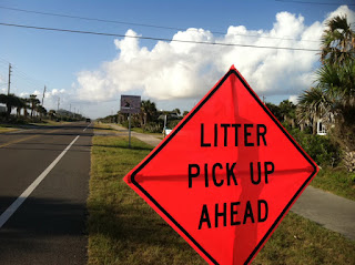 Litter Pick up Ahead sign