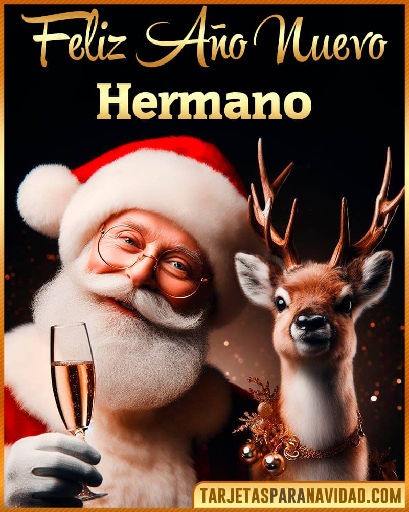 Tarjeta De Feliz Año Nuevo De Papa Noel Para Hermaño