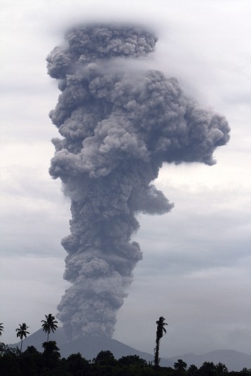 Mount Lokon Volcano in Indonesia
