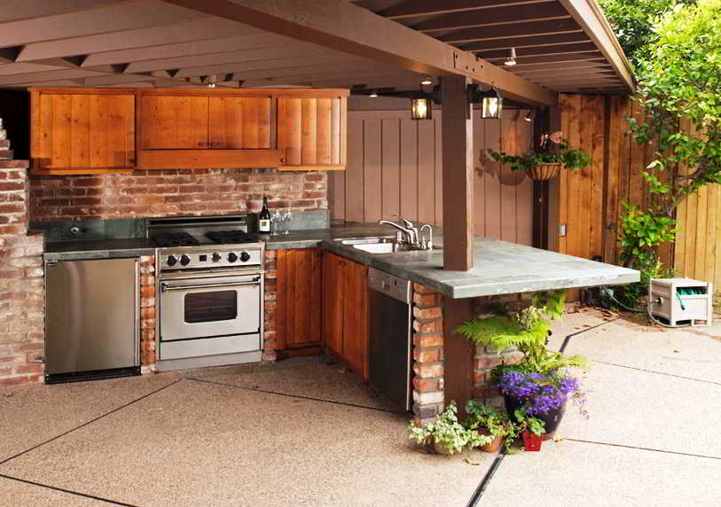  24 desain dapur terbuka semi outdoor menghadap taman 