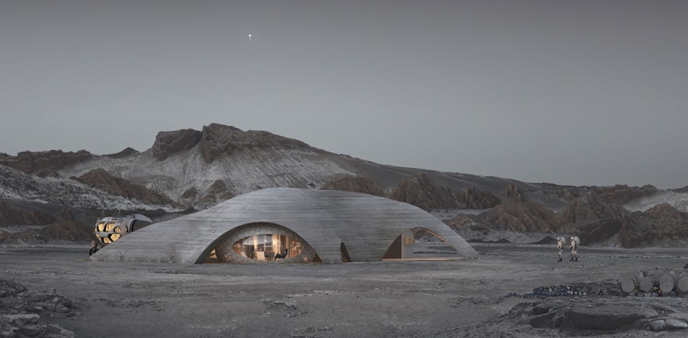 3D-printed Mars base by Hassell & EOC (NASA’s 3D-Printed Habitat Challenge)