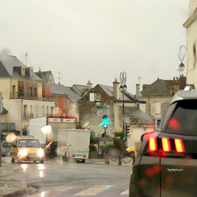 Driving through Loches in the rain, Indre et Loire, France. Photo by Loire Valley Time Travel.
