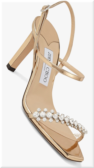 ♦Jimmy Choo Meira 85 gold leather sandals with crystal embellishment #jimmychoo #shoes #gold #brilliantluxury