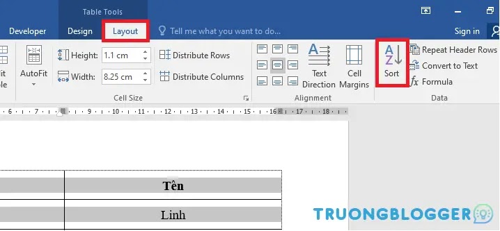 Sắp xếp danh sách theo thứ tự bảng chữ cái trong Word