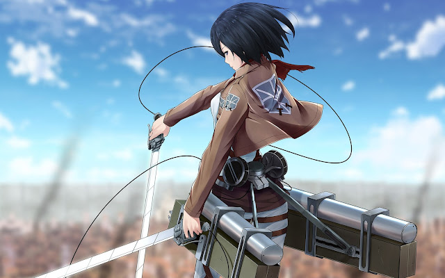   Mikasa Ackerman Attack on Titan Shingeki no Kyojin Anime Girl Weapon 3D Maneuver Gear HD Wallpaper Backgrounds f6.
