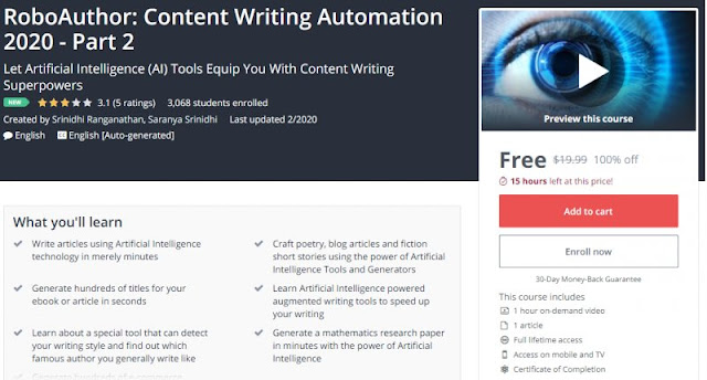 [100% Off] RoboAuthor: Content Writing Automation 2020 - Part 2| Worth 19,99$