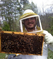 Patrick seen here with a hive and bees