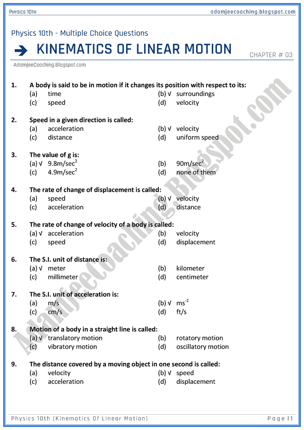 kinematics-of-linear-motion-mcqs-physics-10th