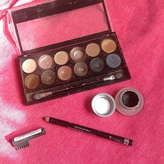 MUA Eyeshadow Palette / Rimmel Brow Pencil / Maybelline Gel Eyeliner