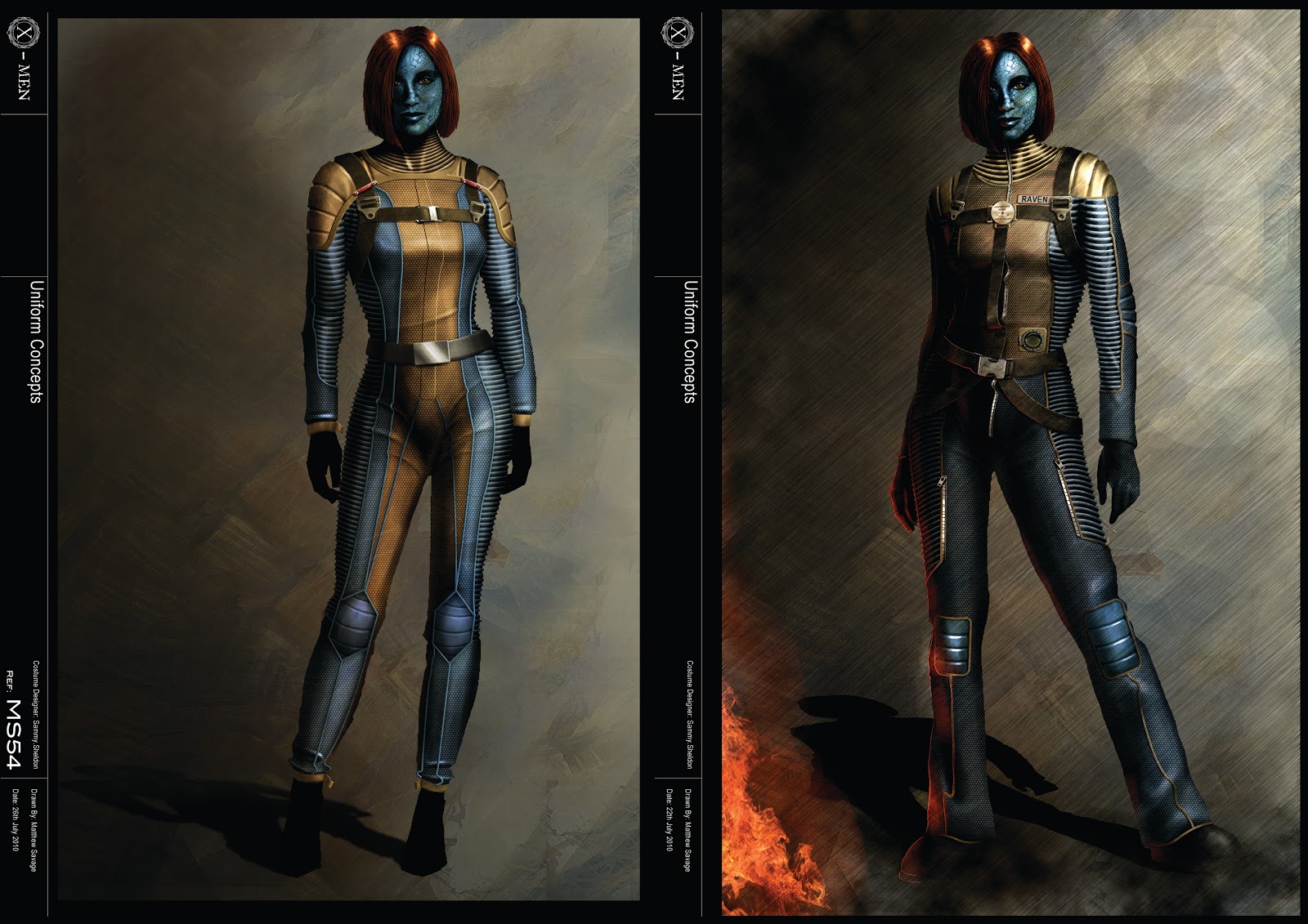 X Men First Class Concept Art Featuring Alternate Costumes For Havok Mystique