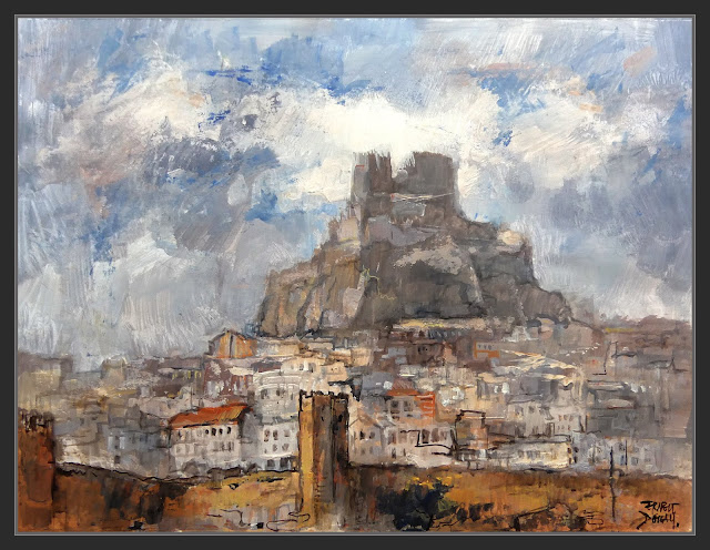 MORELLA-PINTURA-PAISAJES-MAESTRAZGO-MURALLAS-CASTILLO-PINTOR-ERNEST DESCALS