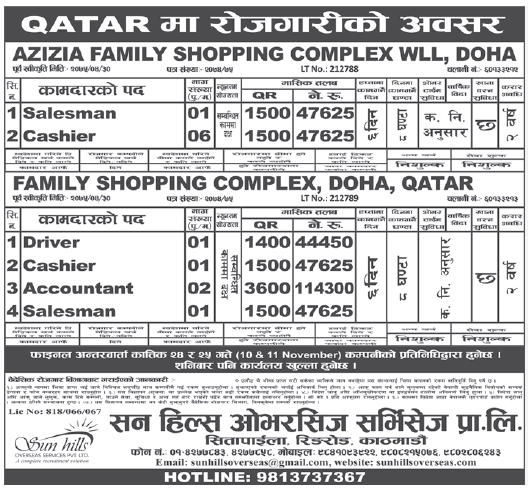 Jobs in Qatar for Nepali, Salary Rs 1,14,300