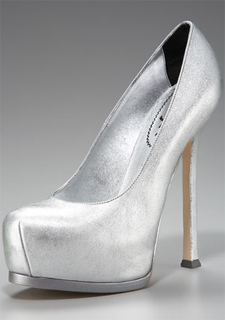ysl metallic leather pump high heel