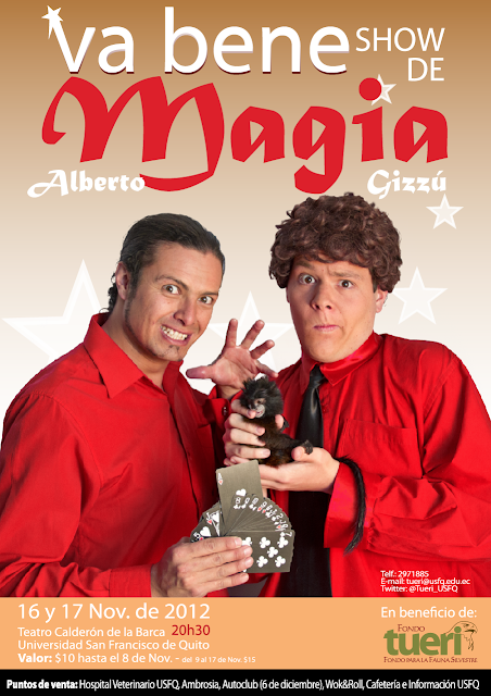 "Va Bene", show de magia en beneficio del fondo Tueri de rescate animal, 16 y 17 de noviembre, Teatro Calderón de la Barca