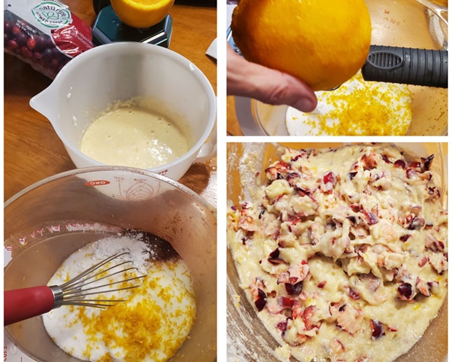 collage of how to make mini  cranberry loaves