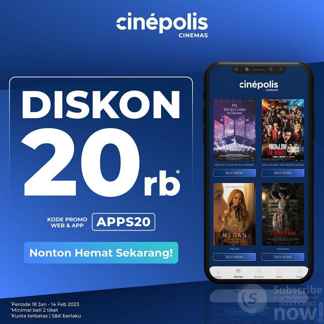 Promo CINEPOLIS DISKON TIKET NONTON hingga Rp. 20RB