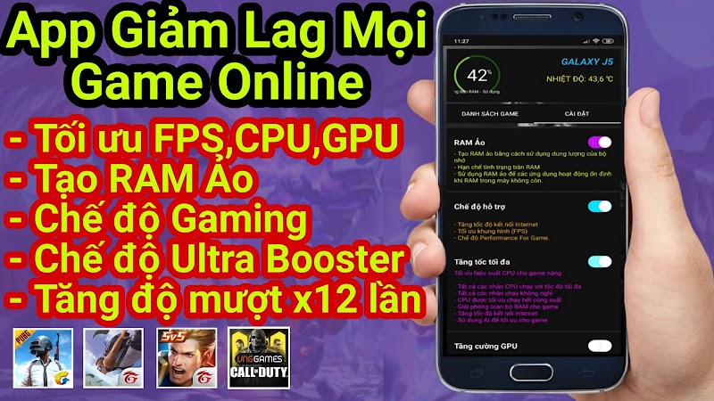 CHƠI GAME ONLINE KHÔNG GIẬT LAG với Ứng dụng Tối ưu CPU,GPU,FPS Tăng độ mượt Điện Thoại lên x12 lần