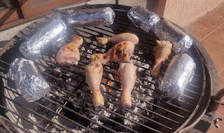 Chicken and sweetcorn on the BBQ