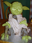 I finished my Yoda Star Wars cake last night for my son's best friend's .