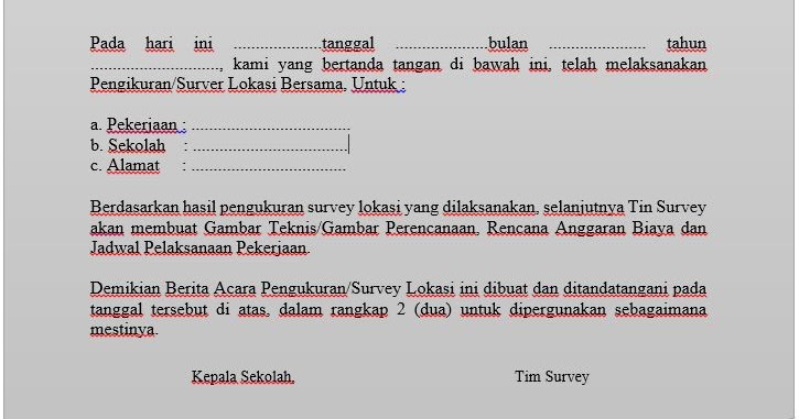 Download Contoh Berita Acara Pengukuran Dan Survey Lokasi 