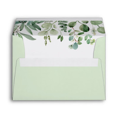  Greenery Eucalyptus Leaves with Return Address 5x7 Envelope