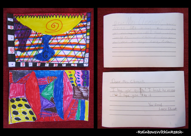 photo of: Graphic Drawings from Third Graders with Thank You Letter 