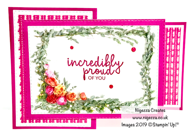 Nigezza Creates Fancy Fold Card For Stampin' For All DT Challenge Stampin' Up! Petal Promenade Needlepoint Nook