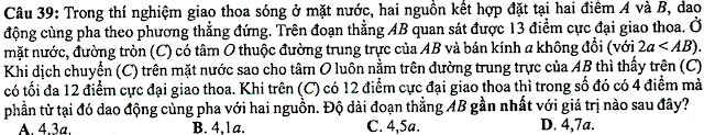 Câu 39. Giao thoa sóng cơ - Dao động cùng pha với nguồn