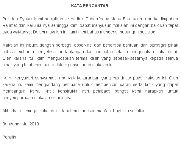 Kumpulan Contoh Kata Pengantar Makalah dan Karya Tulis 