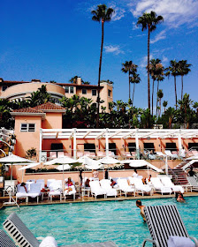 bevery hills hotel pool summer palm trees sunshine romance